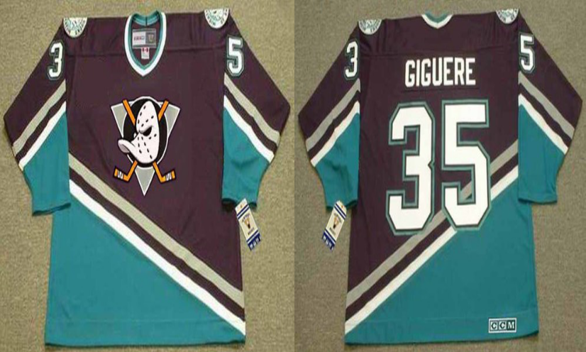 2019 Men Anaheim Ducks 35 Giguere black style #2 CCM NHL jerseys